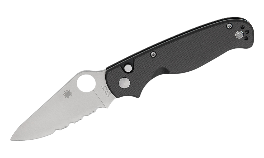 Spyderco ButtonUp Button Lock Folding Knife – Carbon Fiber/G10 / Satin Combo Edge