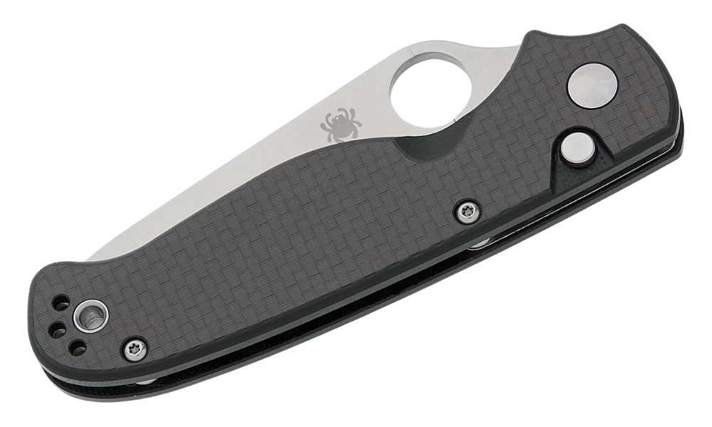 Spyderco ButtonUp Button Lock Folding Knife – Carbon Fiber/G10 / Satin Combo Edge