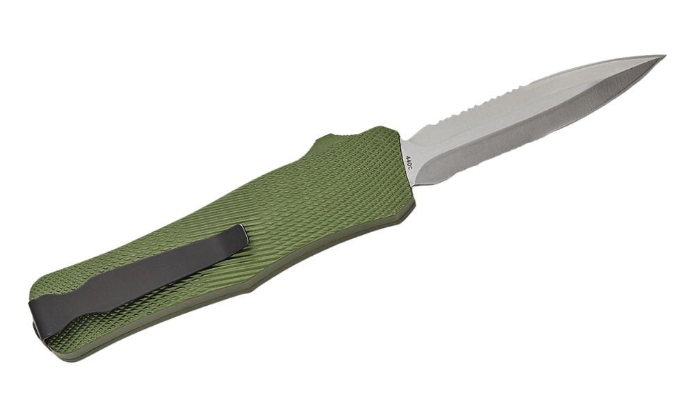 Mantis 816 AUTO OTF Double-Edge Dagger – OD Green / Satin Combo Edge