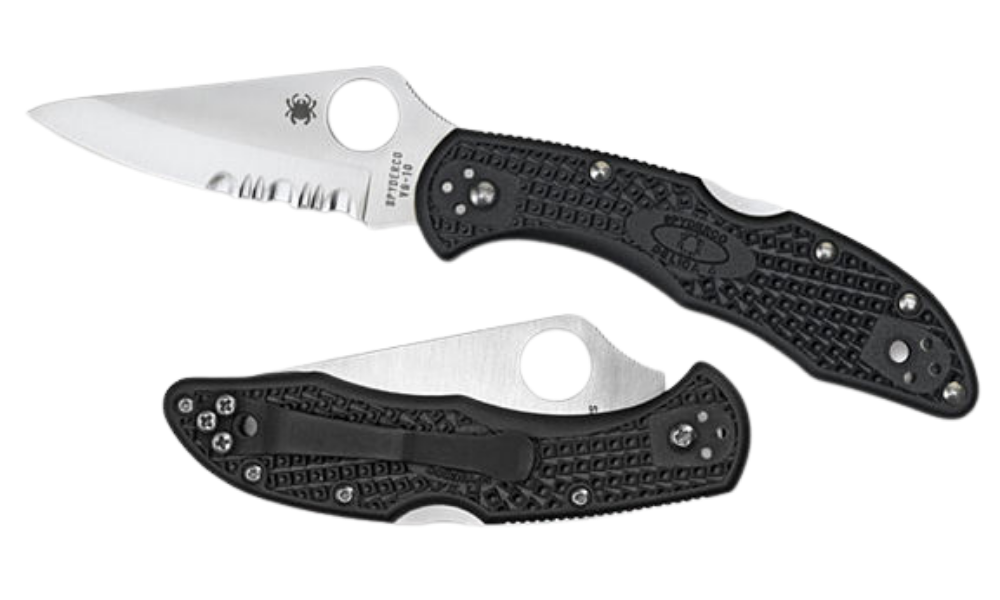 Spyderco Delica 4 Folding Knife – Black FRN / VG-10 Combo Edge